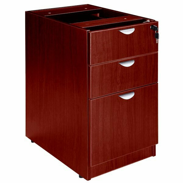 Boss N166-M Mahogany Laminate Deluxe Pedestal Letter File Cabinet with 2 Box & 1 File Drawer 197N166M
